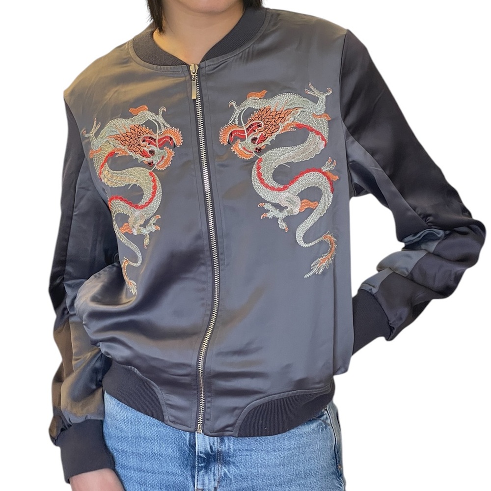 LF Katsumi Satin Embroidered Bomber Jacket